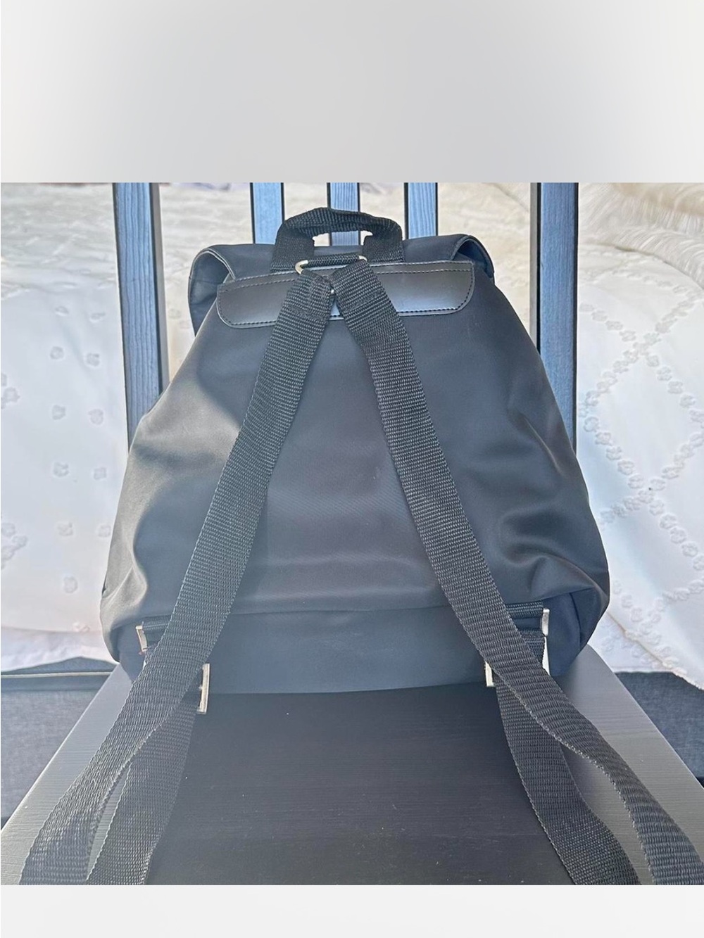 Prada Black Nylon Drawstring Backpack with Front Pockets - Picture 3 of 6